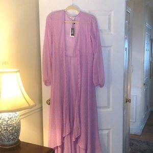 Long lavender tunic puff sleeve